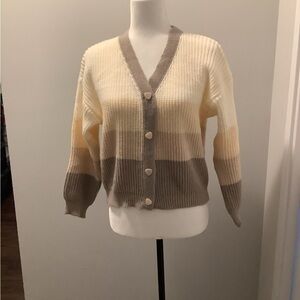 Striped Cream and Gray Women's Sweater
